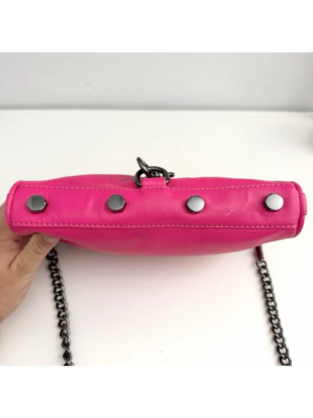 Rebecca Minkoff Mini Mac Hot Pink Leather Purse Crossbody Chain